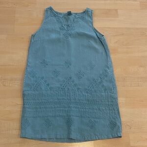 Artisan NY Teal Linen Sleeveless Boho Mini Dress Small